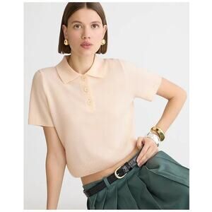 J. Crew 100% Cashmere Cropped Sweater-Polo, Size S